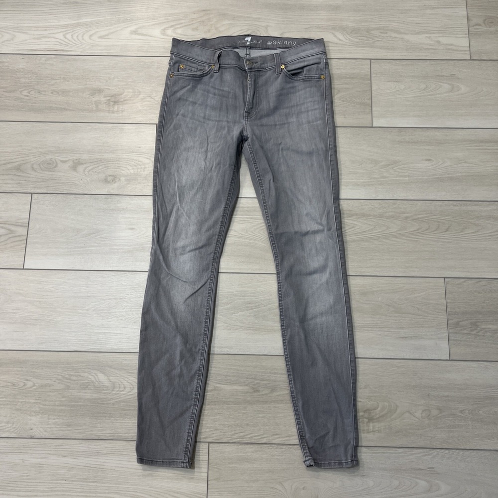 7‎ For All Mankind The Skinny Jeans Women's Light Gray Mid Rise Stretch Size 31